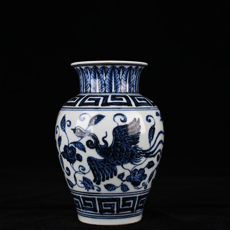 古董古玩收藏真品包老保真老瓷器宋瓷摆件宣德青花凤纹瓶