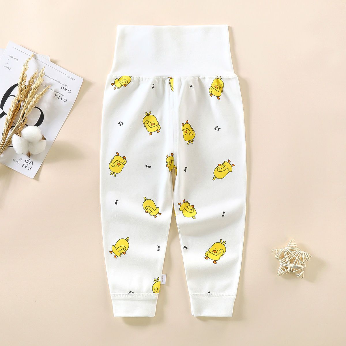 Baby cotton long johns line pants baby high waist belly pants boys and girls home clothes pajama pants 0-4 can be opened