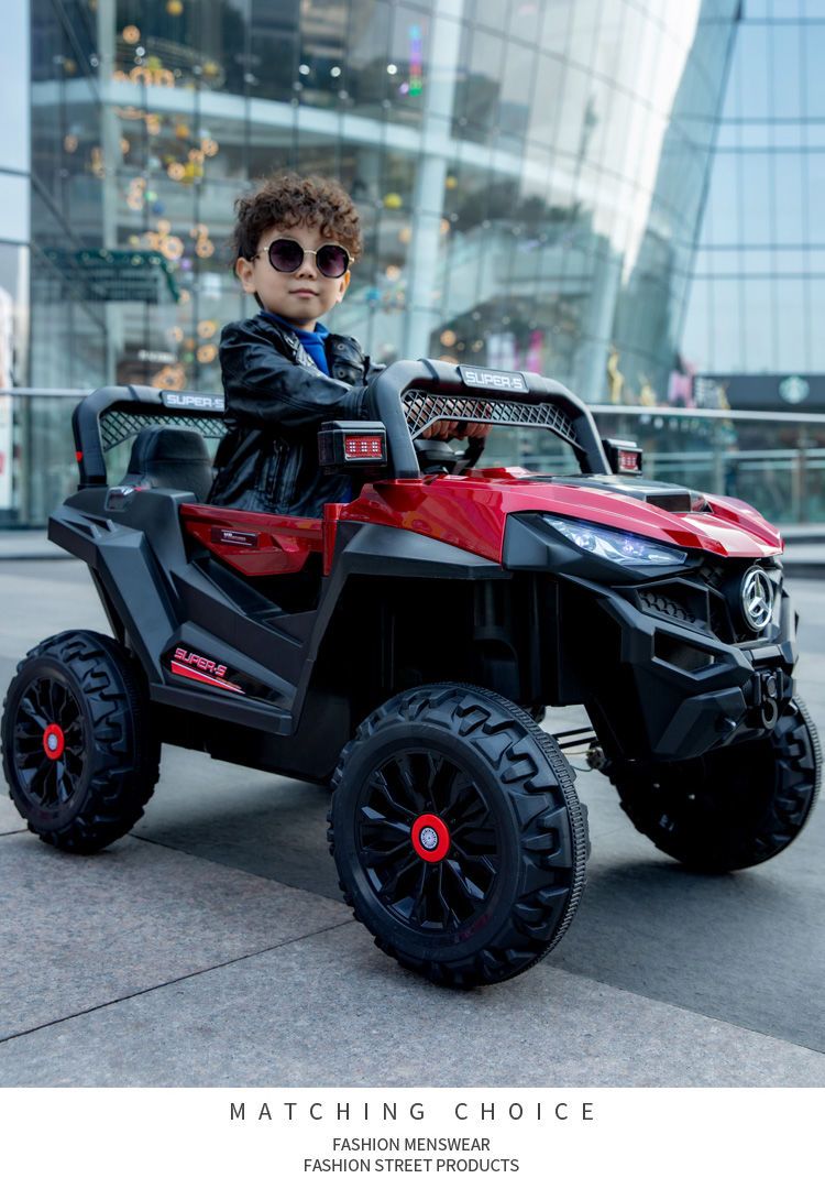 儿童电动车可坐大人儿童汽车四轮越野车4驱可遥控摇摆充电玩具车