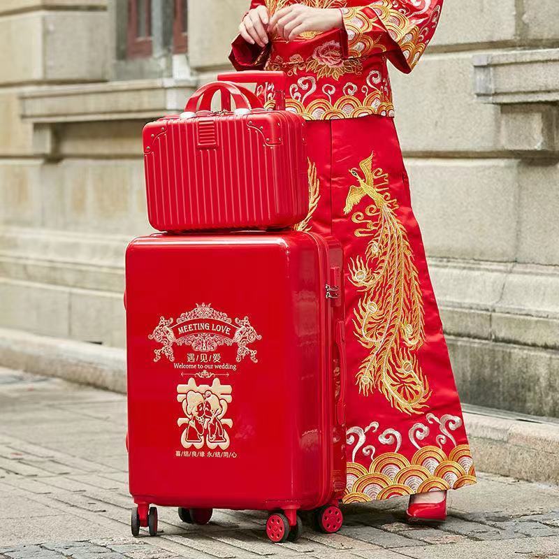 红色结婚必备行李箱陪嫁箱子旅行箱子密码箱皮箱包婚庆嫁妆箱