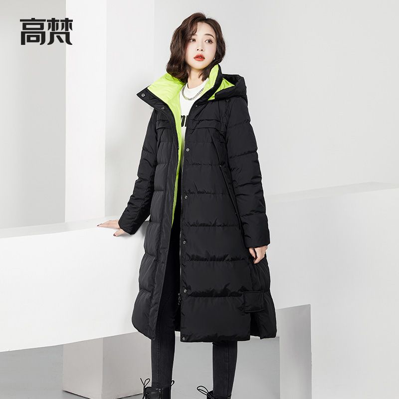 高梵名牌宽松羽绒服女中长款连帽2021年新款时尚潮流