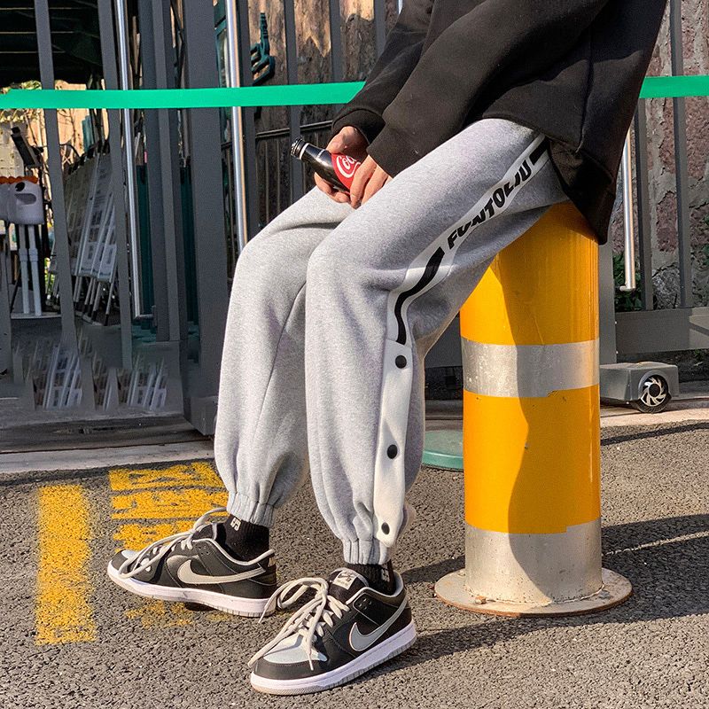Casual pants for men in spring and summer, new trendy thin breasted sweatpants, Hong Kong style, versatile, youth leg-locking sweatpants