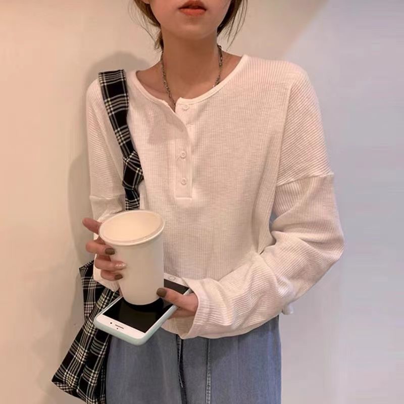 白色T恤女春秋新款百搭寬鬆打底衫韓版ins潮CHAO顯瘦學生短款上衣