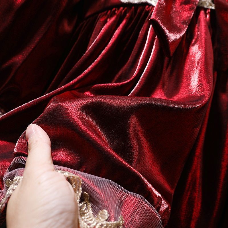 新年服女童连衣裙秋冬装加绒过年喜庆儿童公主裙女宝红色丝绒裙子