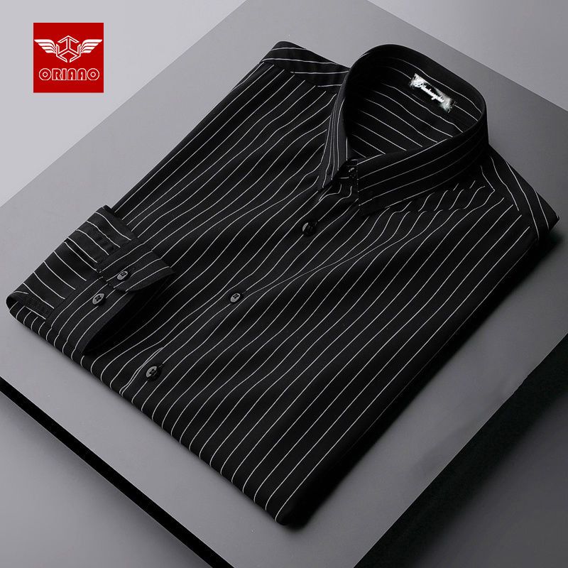 Spring and autumn men's non-ironing striped long-sleeved shirt men's Korean style trendy business formal casual shirt men's inch shirt