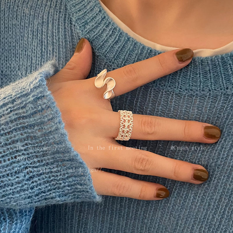 Design sense skirt lace zircon ring women's light luxury exquisite niche index finger ring 2021 new trendy joint ring