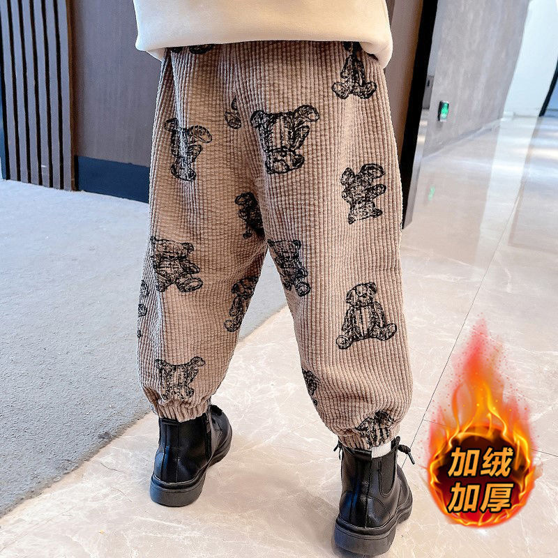 女童加絨褲子中小童休閒百搭長褲2021秋冬款女寶寶韓版洋氣束腳褲