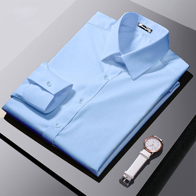 Spring and Autumn Shirt Men's Long Sleeves Handsome Trendy Professional Formal Wear Versatile Casual Ruffian Handsome Western Style Non-ironing Anti-Wrinkle