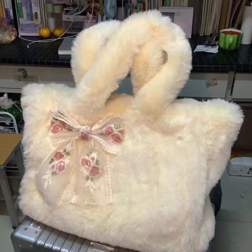 CHIER包包女秋冬新款韓版毛毛包大容量托特包簡約毛絨單肩大包包