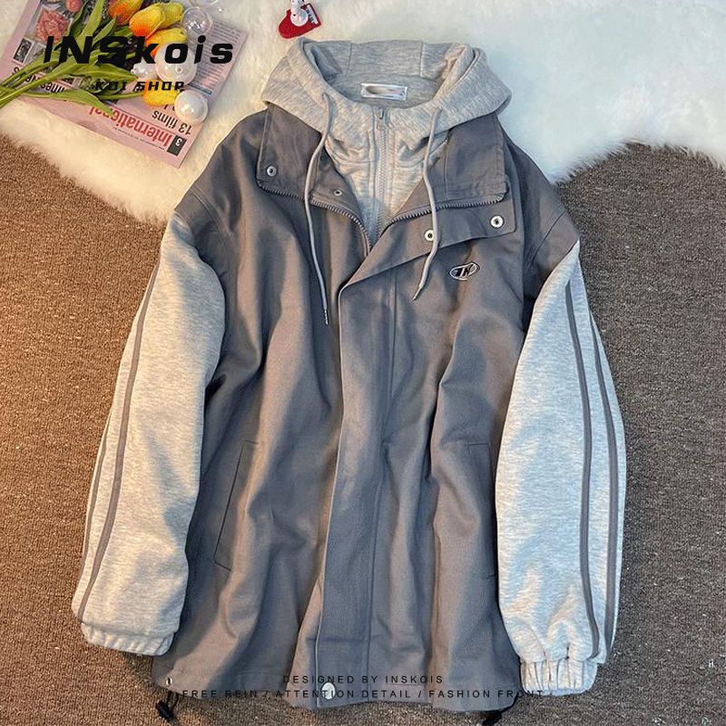 INSKOIS retro tooling jacket men's and women's baseball uniforms spring and autumn all-match niche jacket oversize jacket