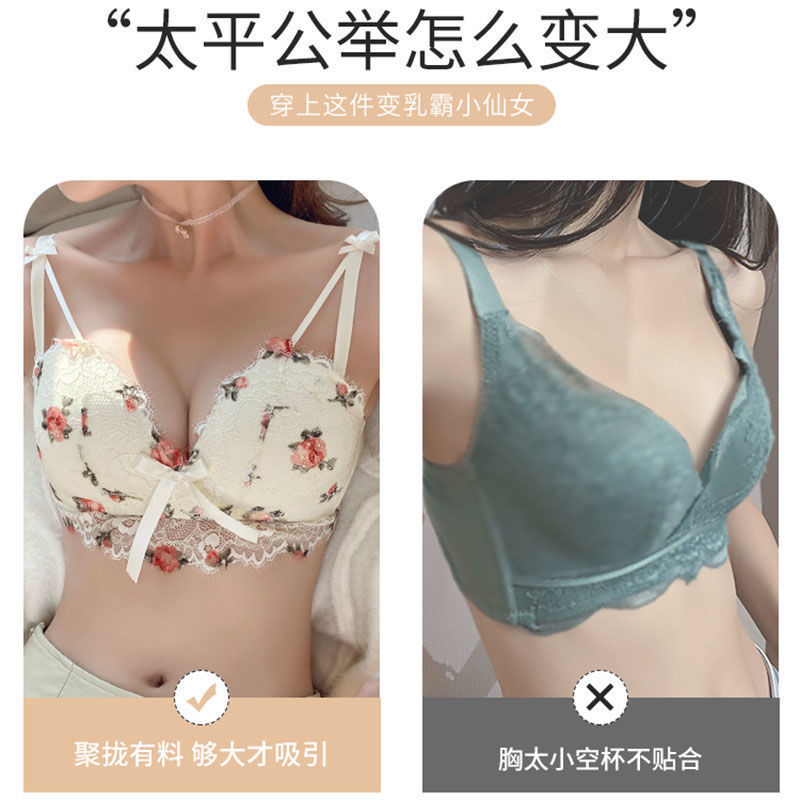Underwear women's pure desire style small chest gathered Japanese girls' underwear without steel ring to close the breasts and prevent sagging push-up bra women