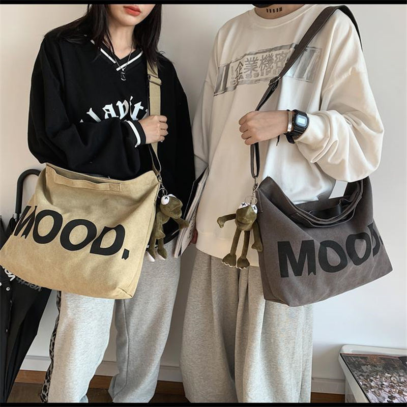 Boys crossbody bag trendy ins large capacity Japanese retro Harajuku casual simple canvas female student shoulder bag male