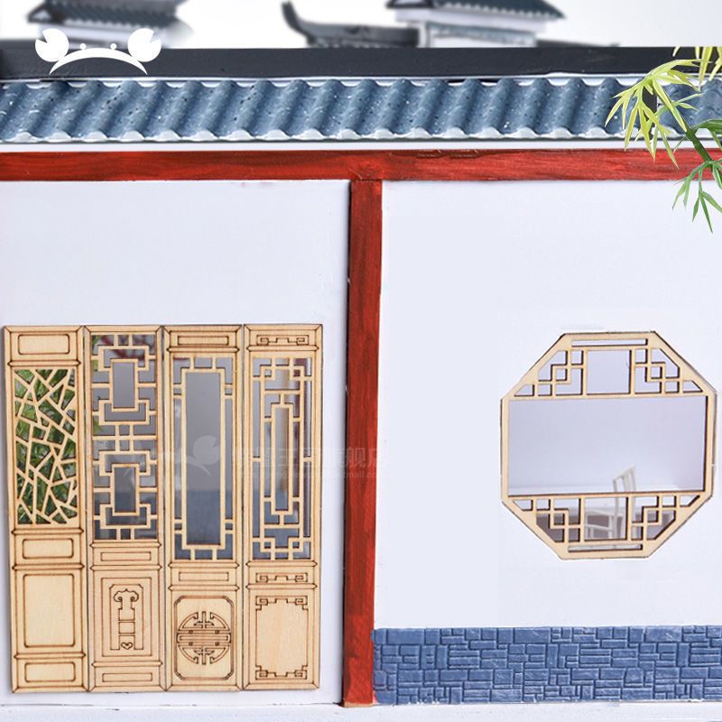 木质门窗 中式建筑徽派建筑 螃蟹王国建筑模型材料 沙盘场景配景
