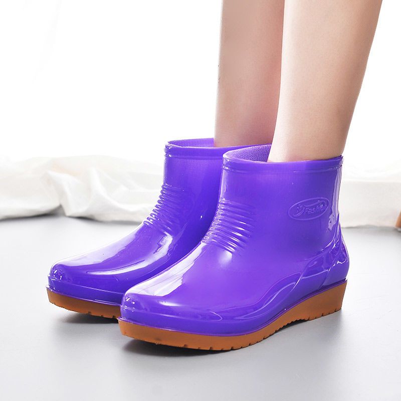 雨鞋女成人时尚潮流水靴水鞋防滑防水加绒棉保暖短筒厚底雨靴四季