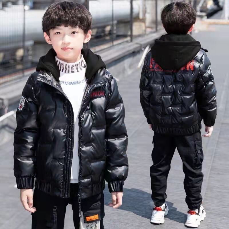 男童棉服冬季2021新款潮童加绒加厚棉衣中大童羽绒棉袄免洗外套