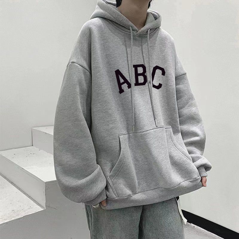 連帽衛衣男潮流帥氣港風印花上衣秋冬季加絨加厚寬鬆oversize外套
