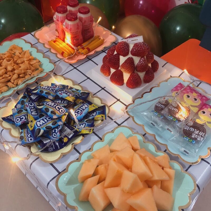 万泉河 一次性盘子野餐盘蛋糕碟子儿童生日派对大纸盘甜品台装饰布置餐具