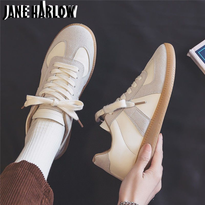 JANEHARLOW百搭德訓鞋女ins板鞋2023新款韓版情侶小白休閒運動鞋