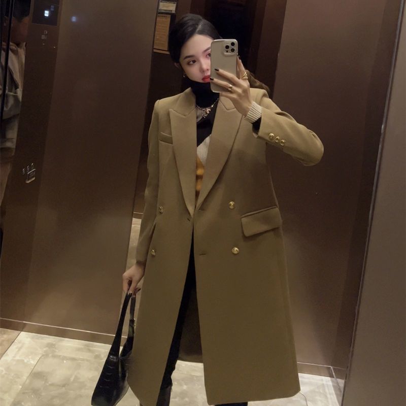 夹棉毛呢大衣外套女2021新款秋冬高级感穿搭外套