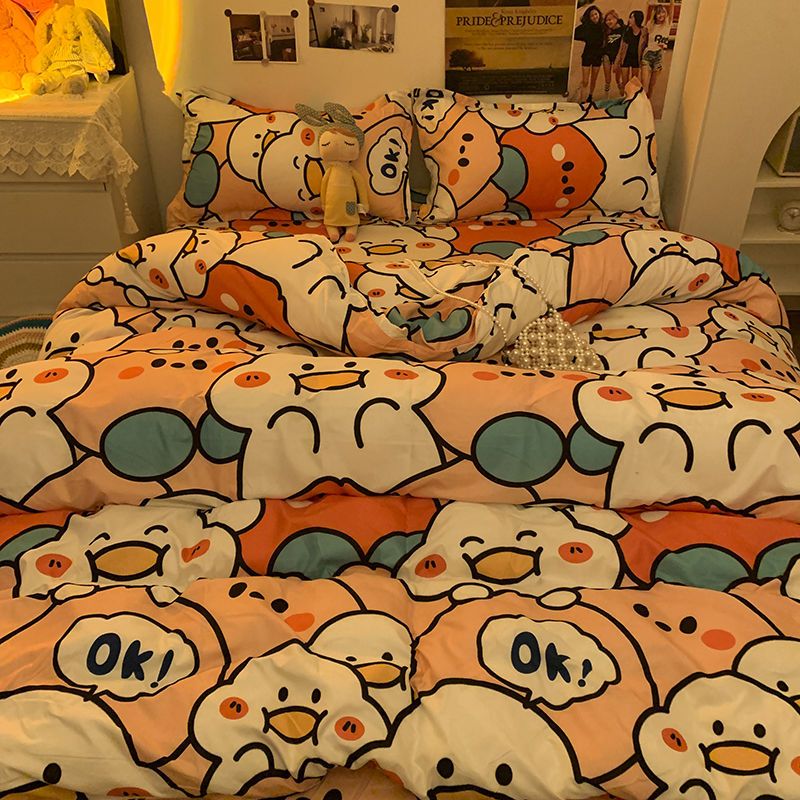 Japanese-style bedding street storm student dormitory four-piece set home fashion trend quilt cover bed sheet three-piece set