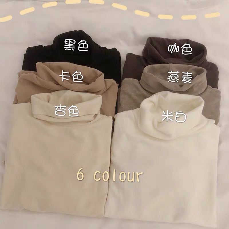 加厚雙面德絨打底衫女秋冬季高領百搭長袖T恤上衣自發熱保暖內搭