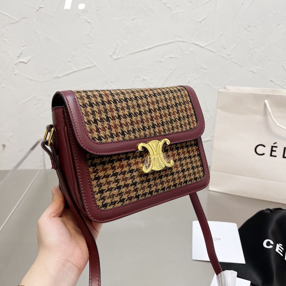 celine 赛琳 千鸟格布 豆腐包