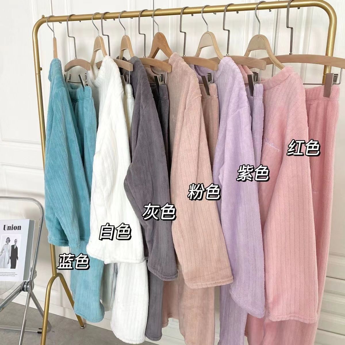  autumn and winter new coral fleece pajamas women's thickened student cute casual home clothes Crescent City warm suit