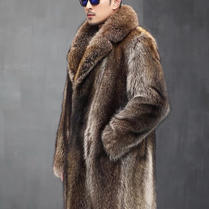 Small raccoon American raccoon natural color mink fur coat imported from North America Suit collar long windbreaker warm seat mountain sculpture 2021 【Delivery within 7 days】