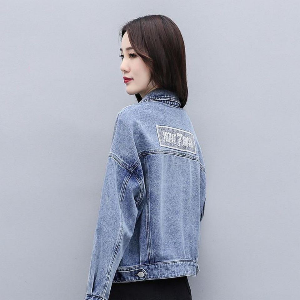 Large pocket denim jacket women's Korean version loose 2022 spring and autumn new slim all-match black jacket coat trend