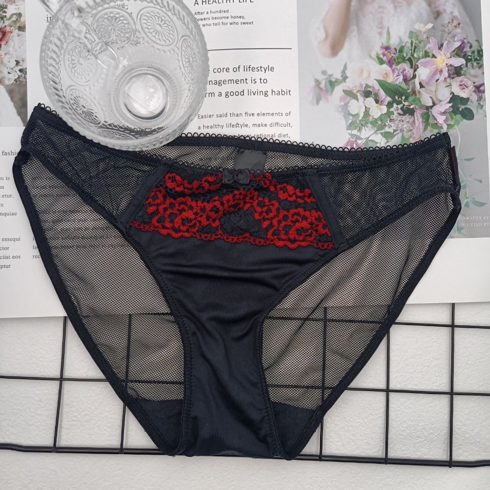 女士纱网蕾丝内裤女人透明裤衩柔软弹力性感迷人外贸剪标透气欧美