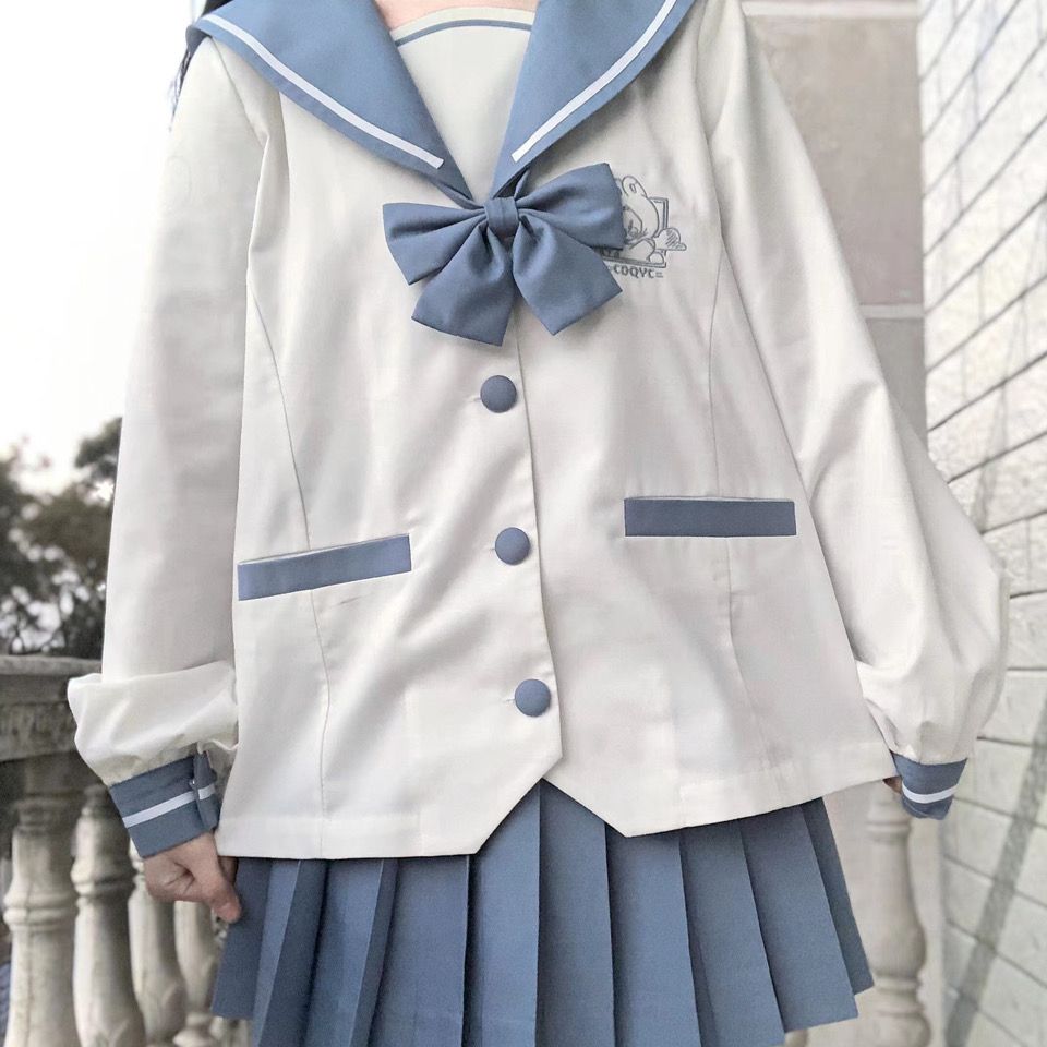 川岛琦正统雨中满兔原创水手服日系学生女长袖JK制服幼稚园套装