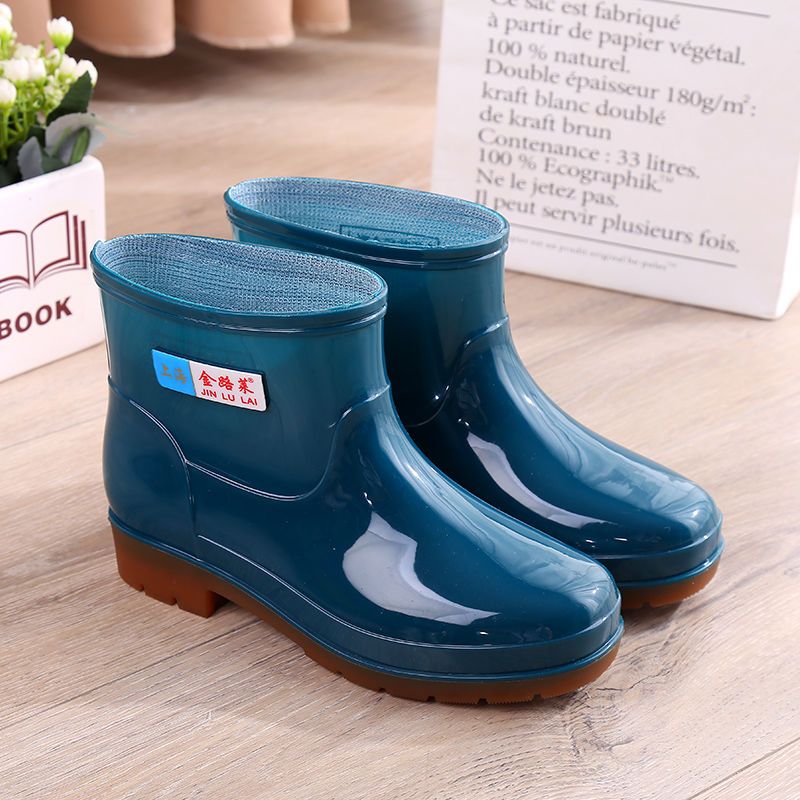 四季雨鞋女士短筒保暖雨靴成人防水防滑耐磨鞋工作胶鞋套水靴冬