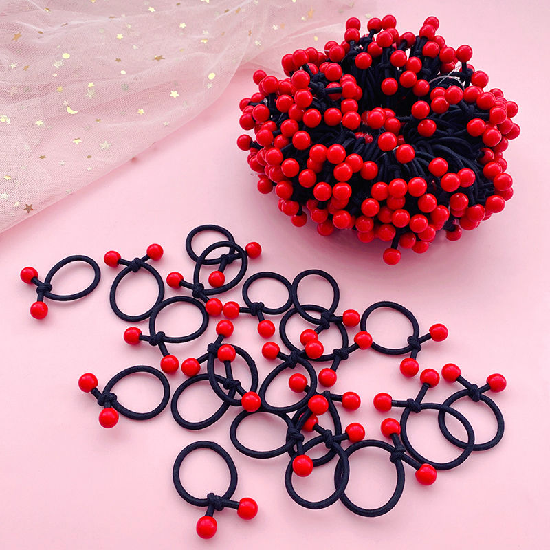 Children's head rope female rubber band tied hair little girl small hair circle big red bean high elasticity durable girl's hair rope