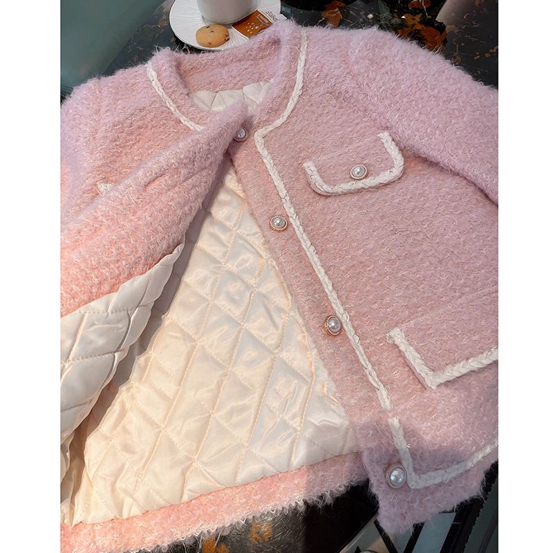 Cotton fragrance about pink small fragrance short jacket female spring and autumn new  salt system wear thick padded jacket