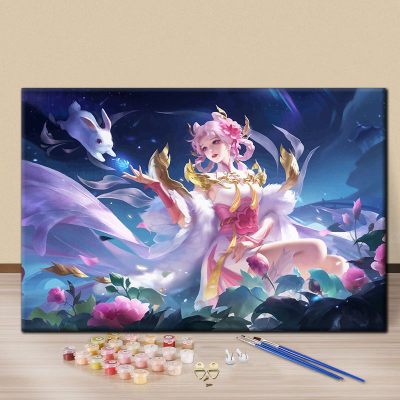 王者荣耀数字油画diy填色嫦娥手工制作生日礼物手绘油画房间装饰