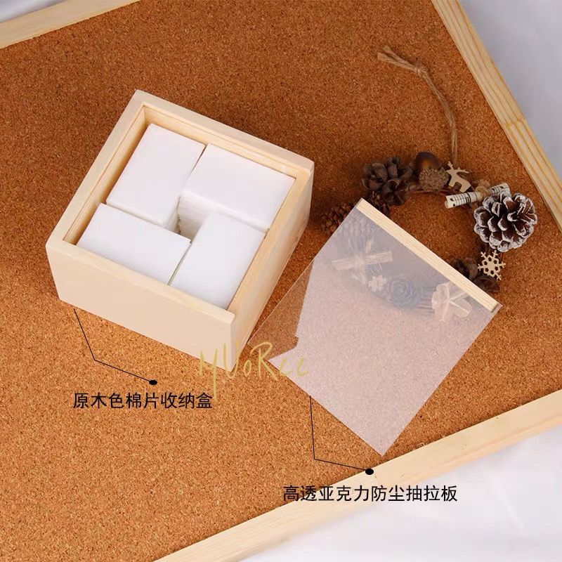 日式极简风收纳棉片盒托盘笔刷筒美甲工具日式桌面原木收纳套装