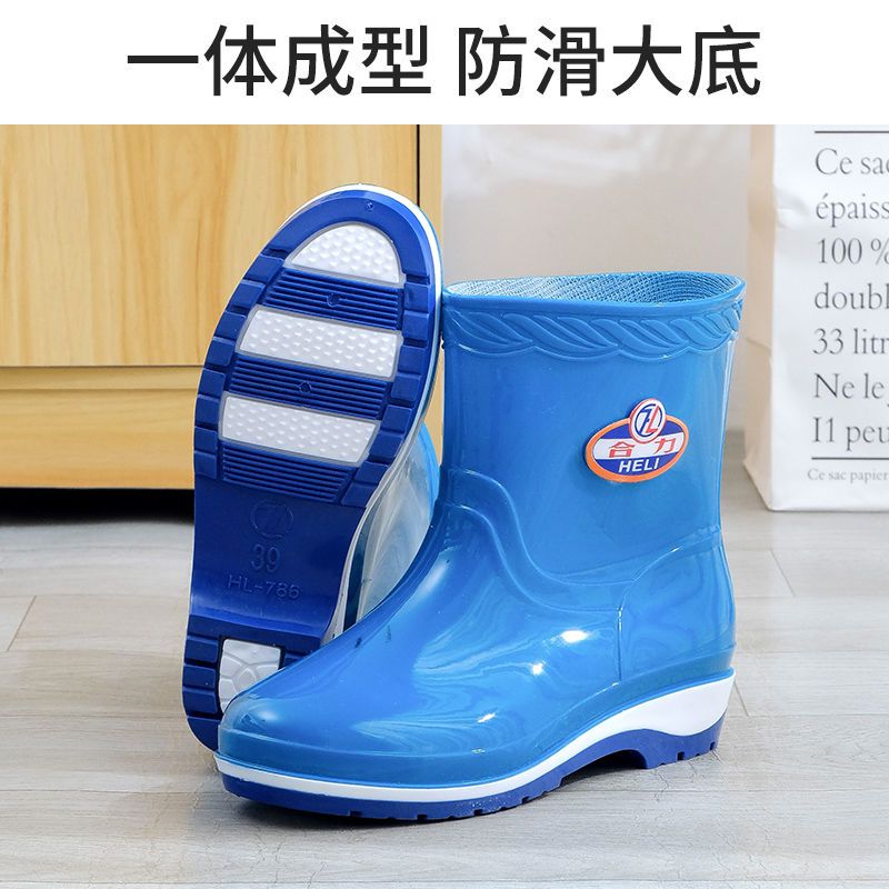 韩版潮流雨鞋女短筒牛筋底加棉保暖水鞋防水防滑厨房时尚成人胶鞋