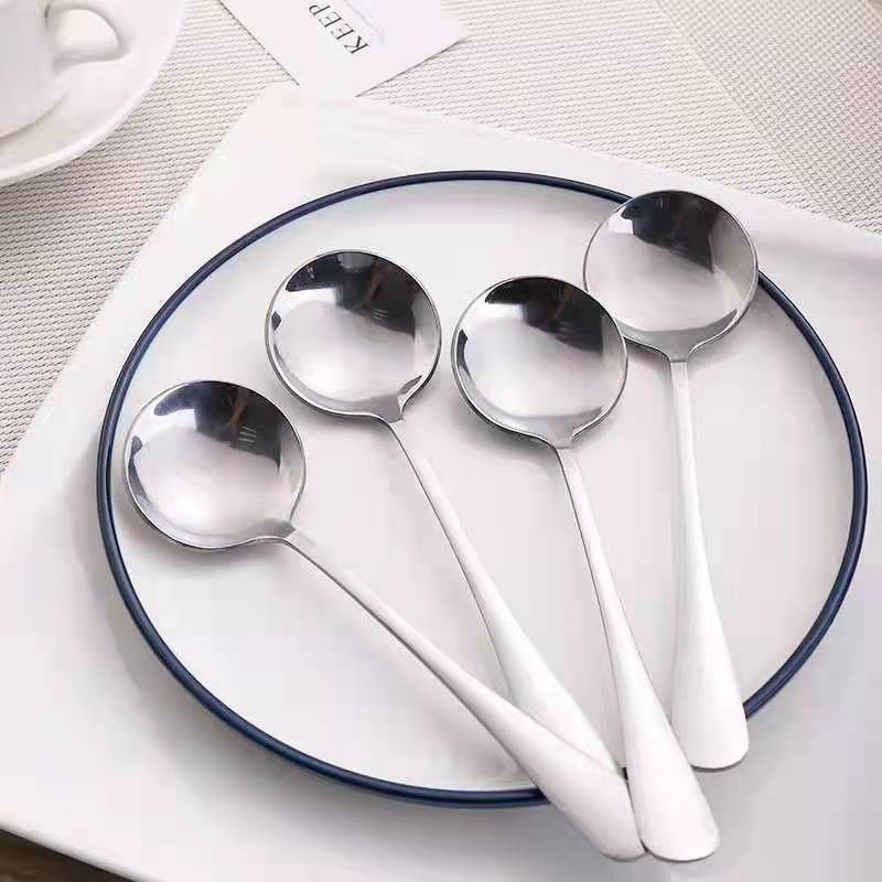 加厚不锈钢勺子水果勺西瓜勺家用成人儿童汤勺吃饭勺大号长柄汤匙