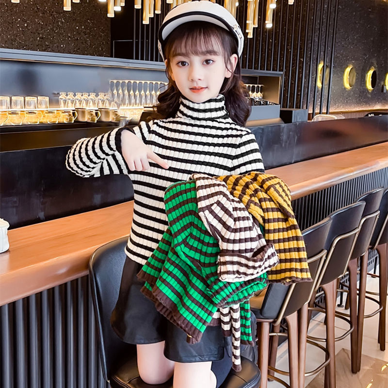 女童毛衣秋冬2022新款洋氣女孩針織衫中大童冬裝兒童加厚打底線衣