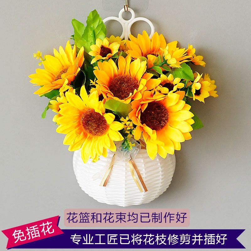 陨石灰家饰仿真花挂篮年货花篮假花室内客厅壁饰墙面校园装饰花艺