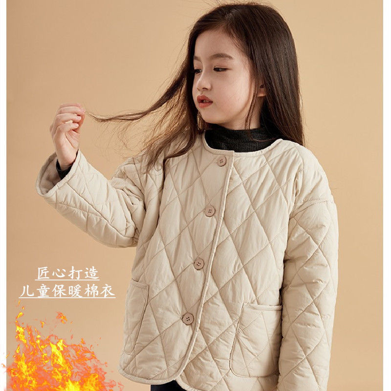 女童韩版加绒加厚外套男宝宝冬装新款中小大童时尚保暖棉袄棉衣服