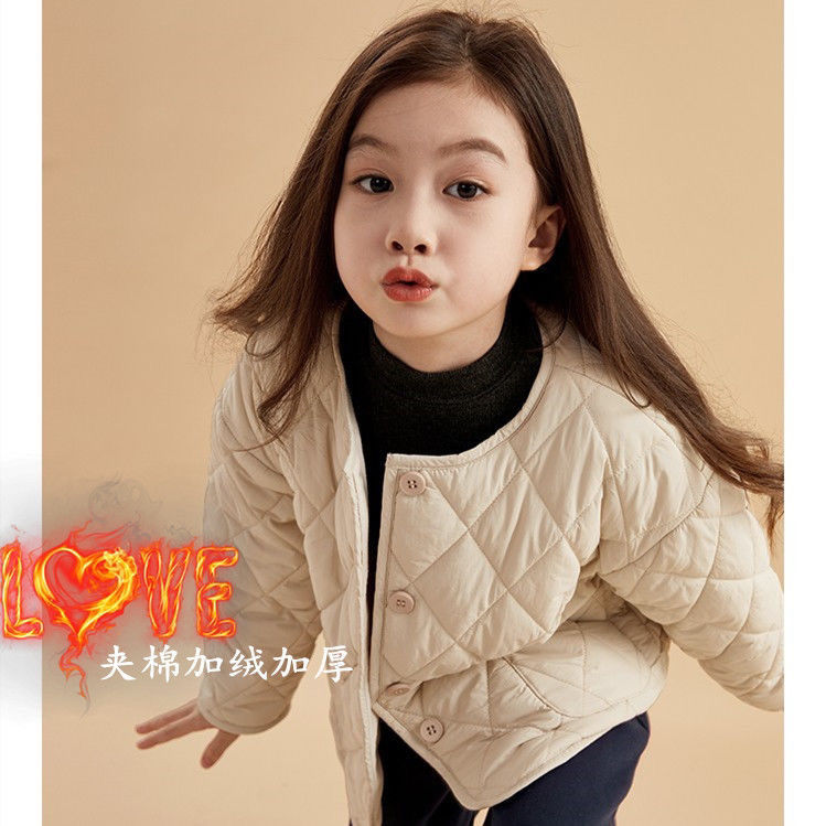 女童韓版加絨加厚外套男寶寶冬裝新款中小大童時尚保暖棉襖棉衣服