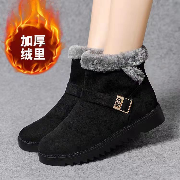 秋冬款女士保暖棉鞋中年雪地靴40到50岁防滑加厚加绒时尚百搭棉靴