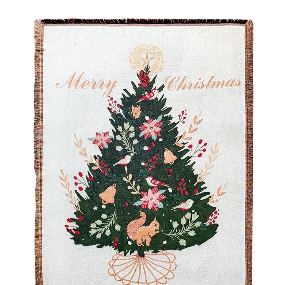 圣诞节沙发盖巾场景布置创意单人位盖毯万能沙发摆件沙发垫装饰布