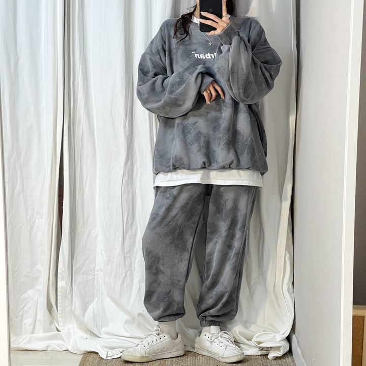 4-color tie dye women's clothing, suitable for spring, autumn, winter, sleeved, long pants, fashionable casual_voghion.com