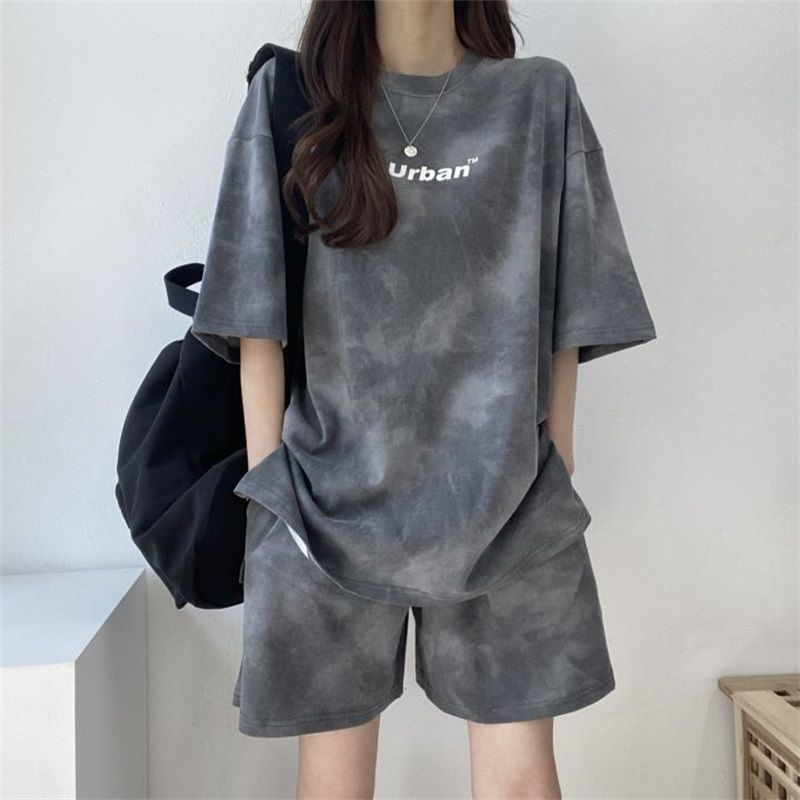4-color tie dye women's clothing, suitable for spring, autumn, winter, sleeved, long pants, fashionable casual_voghion.com