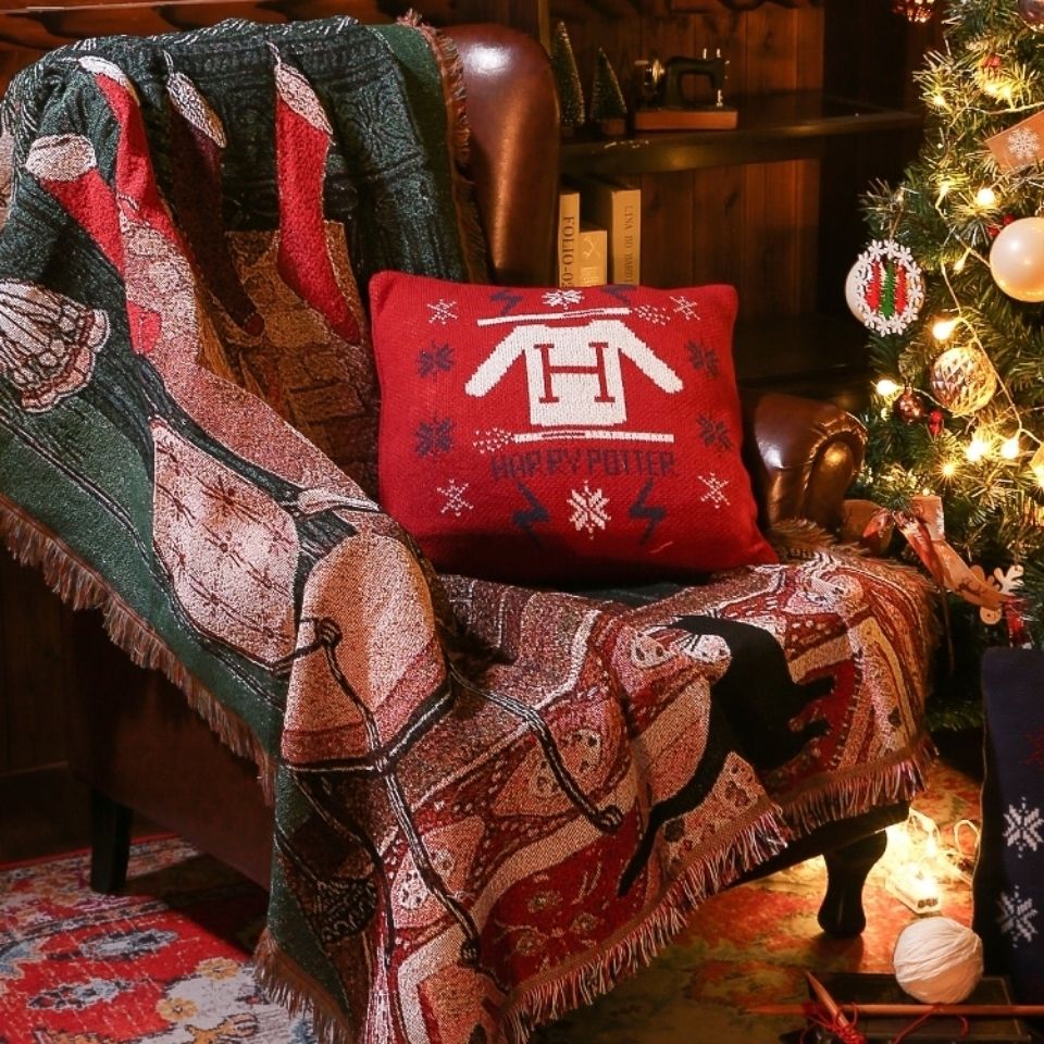 圣诞节沙发盖巾场景布置创意单人位盖毯万能沙发摆件沙发垫装饰布
