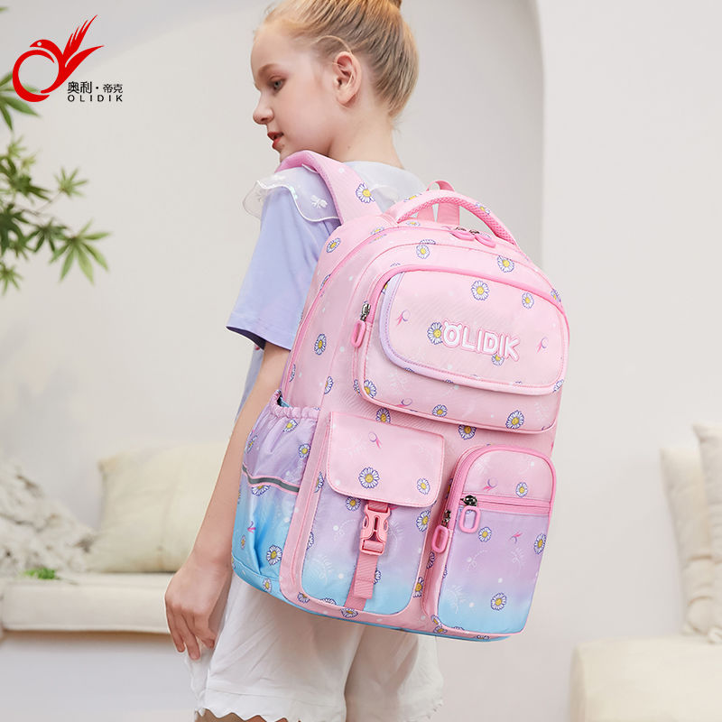 Olytic schoolbag for primary school girls, large capacity, grade 1-3, ultra-light spine protection, decompression, children's backpack, waterproof bag