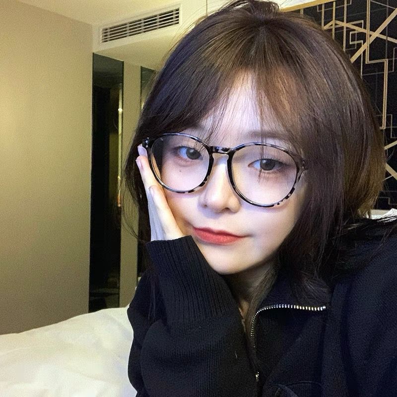 素颜眼镜女圆形防蓝光抗辐射韩系超轻小红书豹纹装饰眼睛玳瑁框架