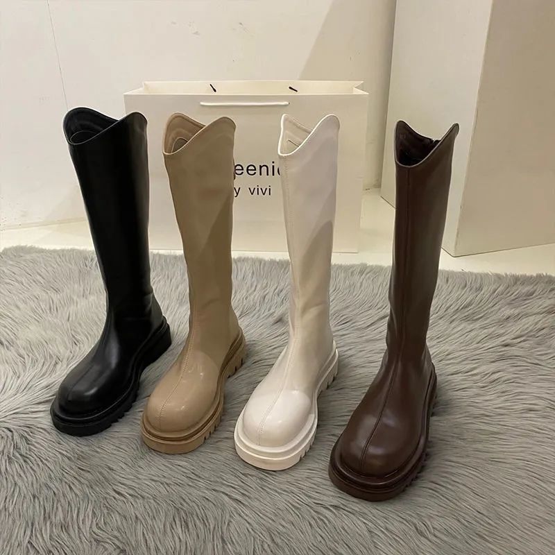 But knee-high boots for women 2022 autumn and winter thin thick-soled slim boots trendy ins versatile British style tall knight boots